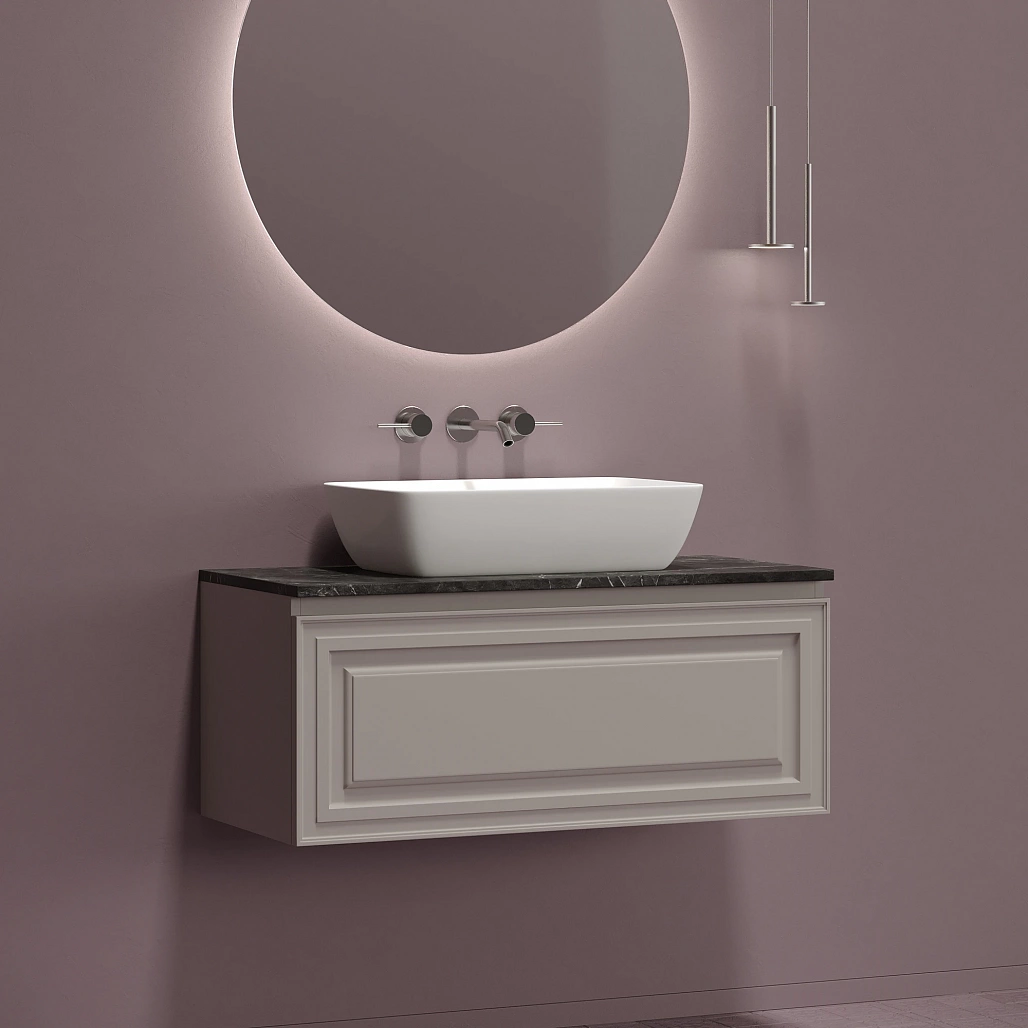 Тумба под столешницу Sancos Самая / Very 99,5x44,5x40,6 подвесная, пыльная роза / doha soft, столешница без отверстия под смеситель, черное небо / black sky — МЕБ009504 — фото 8