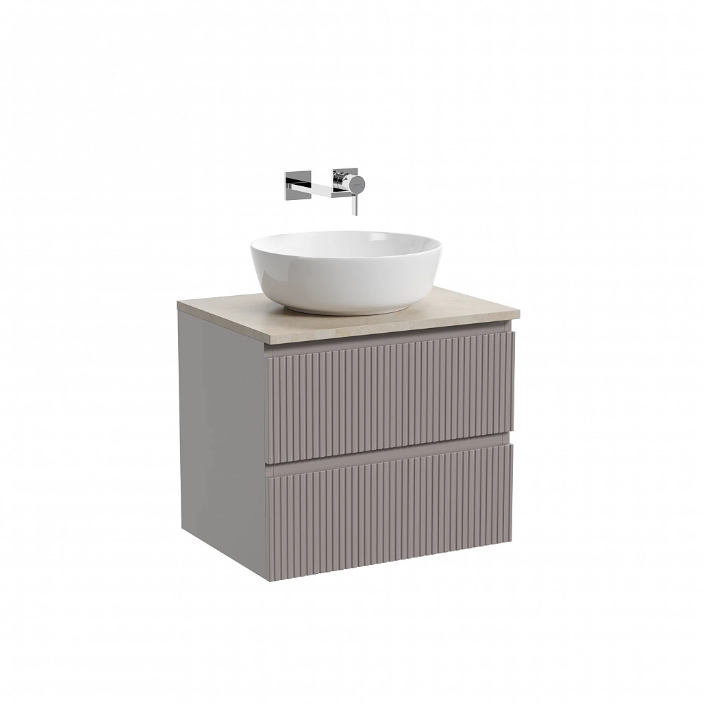 Тумба под столешницу Sancos Сноб T / Snob T 59x44,5x50 подвесная, пыльная роза / doha soft, столешница без отверстия под смеситель, креман / kreman — МЕБ009932 — фото 1