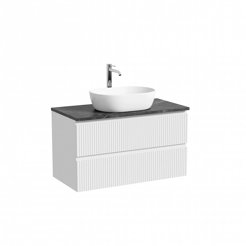 Тумба под столешницу Sancos Сноб Р / Snob R 89x44,5x50 подвесная, пыльная роза / doha soft, столешница с отверстием под смеситель, черное небо / black sky — МЕБ009787 — фото 1