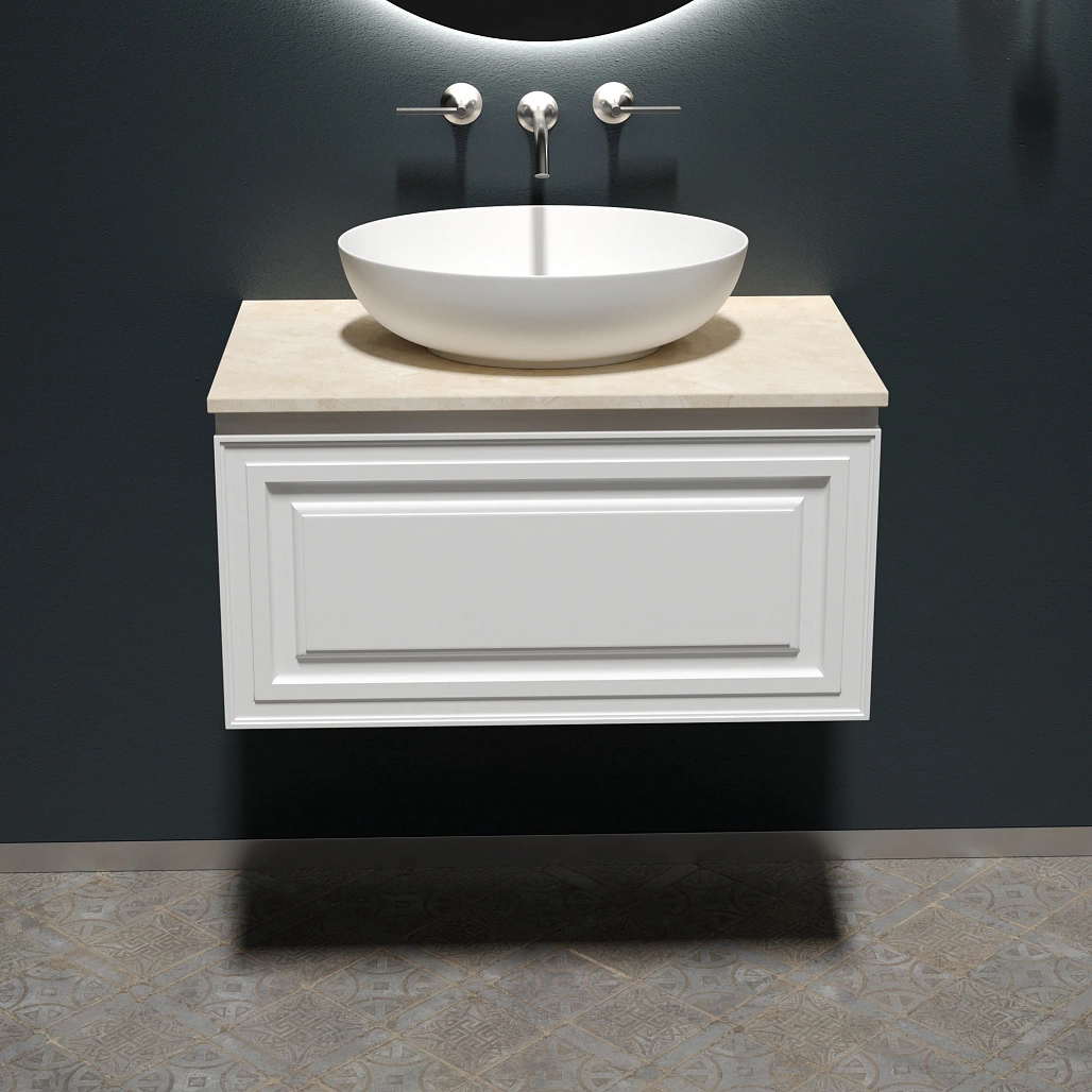 Тумба под столешницу Sancos Самая / Very 79x44,5x40,6 подвесная, белый матовый / bianco, столешница без отверстия под смеситель, креман / kreman — МЕБ009501 — фото 4
