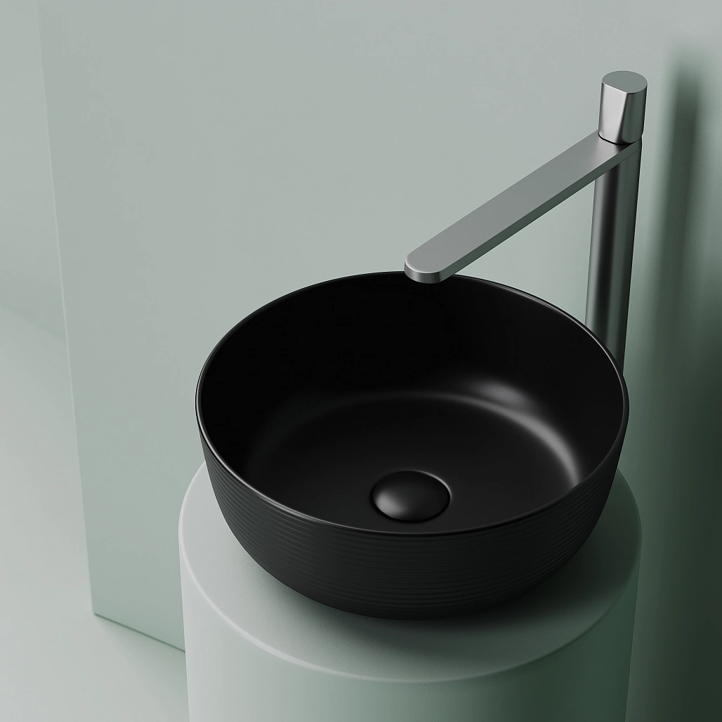 Раковина накладная Ceramicanova Элемент / Element 35,6x35,6x13,5 без перелива, круглая, черный матовый — РАК010093 — фото 2