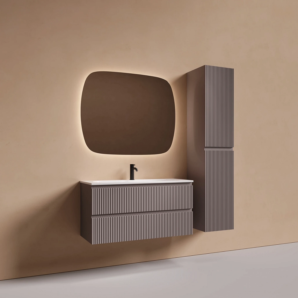 Тумба под раковину Sancos Сноб Р 390 / Snob R 390 99,5x39x50 подвесная, два ящика, пыльная роза / doha soft — МЕБ009291 — фото 4