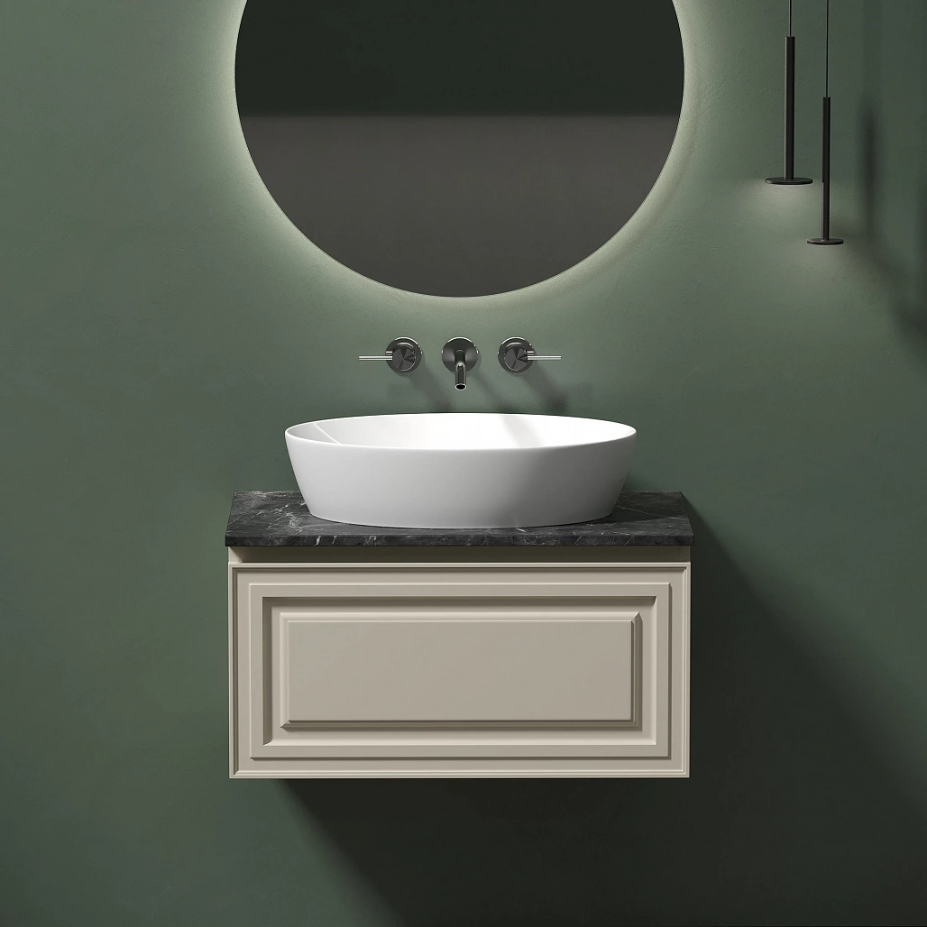 Тумба под столешницу Sancos Самая / Very 79x44,5x40,6 подвесная, бежевый матовый / beige soft, столешница без отверстия под смеситель, черное небо / black sky — МЕБ009968 — фото 2