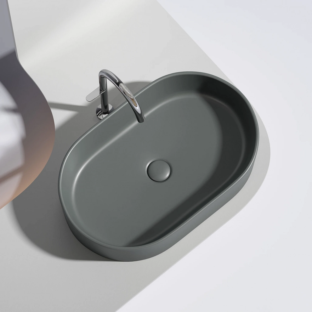 Раковина накладная Ceramicanova Элемент / Element 60,8x38,5x12,2 без перелива, овальная, темный антрацит матовый — РАК010108 — фото 8