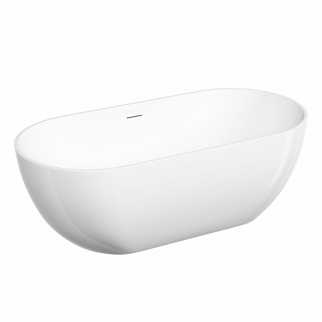 Ванна акриловая отдельностоящая Sancos Лист / Leaf 170x80x58 овальная, с каркасом, со сливом-переливом, донным клапаном с системой "Клик - Клак", белый — ВАН010304 — фото 1