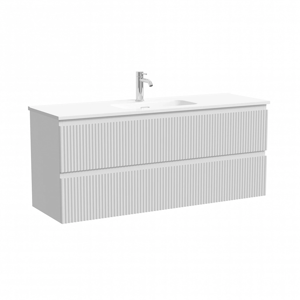 Тумба под раковину Sancos Сноб Р 390 / Snob R 390 119,5x39x50 подвесная, два ящика, белый матовый / bianco — МЕБ009278 — фото 1