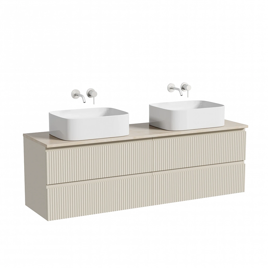 Тумба под столешницу Sancos Сноб Р / Snob R 79x44,5x50 подвесная, бежевый матовый / beige soft, столешница 160 см, без отверстия под смеситель, креман / kreman — МЕБ009805 — фото 1