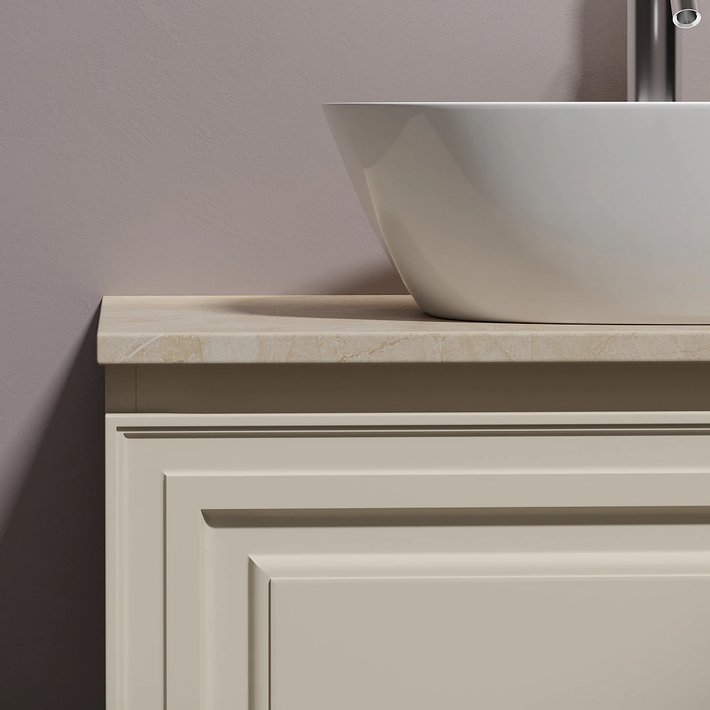 Тумба под столешницу Sancos Самая / Very 79x44,5x40,6 подвесная, бежевый матовый / beige soft, столешница с отверстием под смеситель, креман / kreman — МЕБ009970 — фото 12