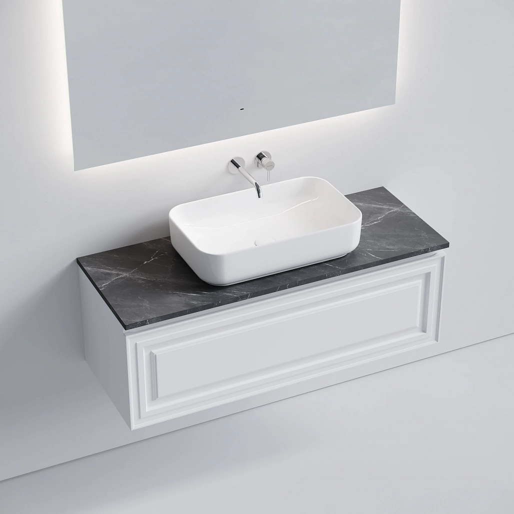 Тумба под столешницу Sancos Самая / Very 119,5x44,5x40,6 подвесная, белый матовый / bianco, столешница без отверстия под смеситель, черное небо / black sky — МЕБ009649 — фото 3