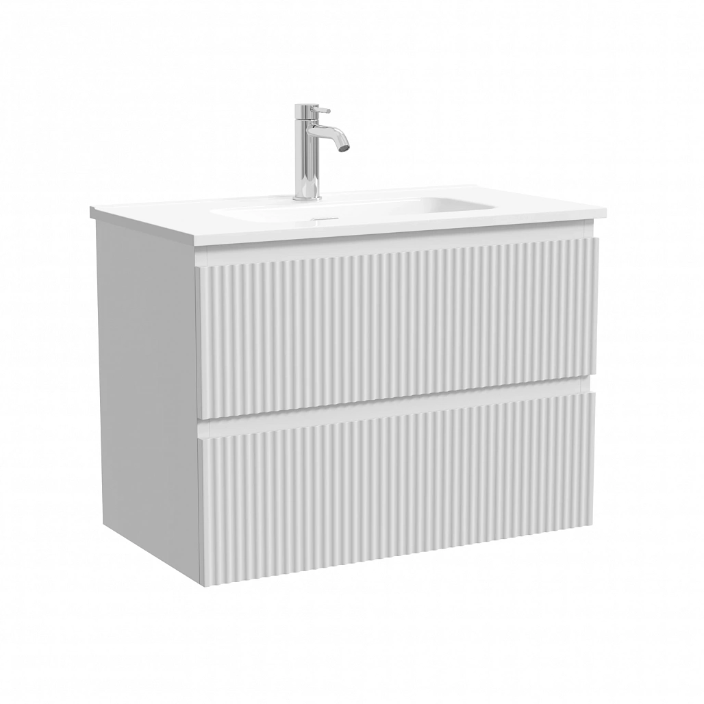 Тумба под раковину Sancos Сноб Р 390 / Snob R 390 69x39x50 подвесная, два ящика, белый матовый / bianco — МЕБ009297 — фото 1