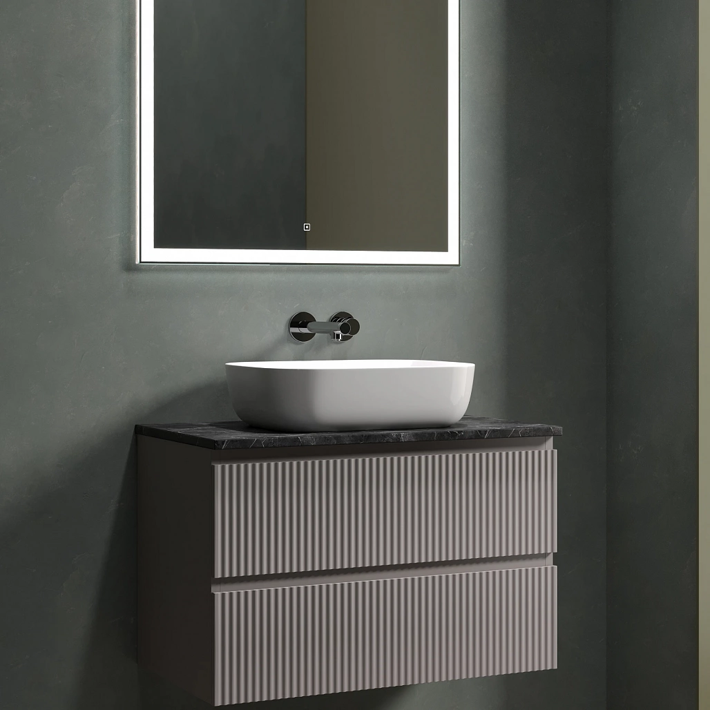 Тумба под столешницу Sancos Сноб Р / Snob R 79x44,5x50 подвесная, пыльная роза / doha soft, столешница без отверстия под смеситель, черное небо / black sky — МЕБ009758 — фото 4