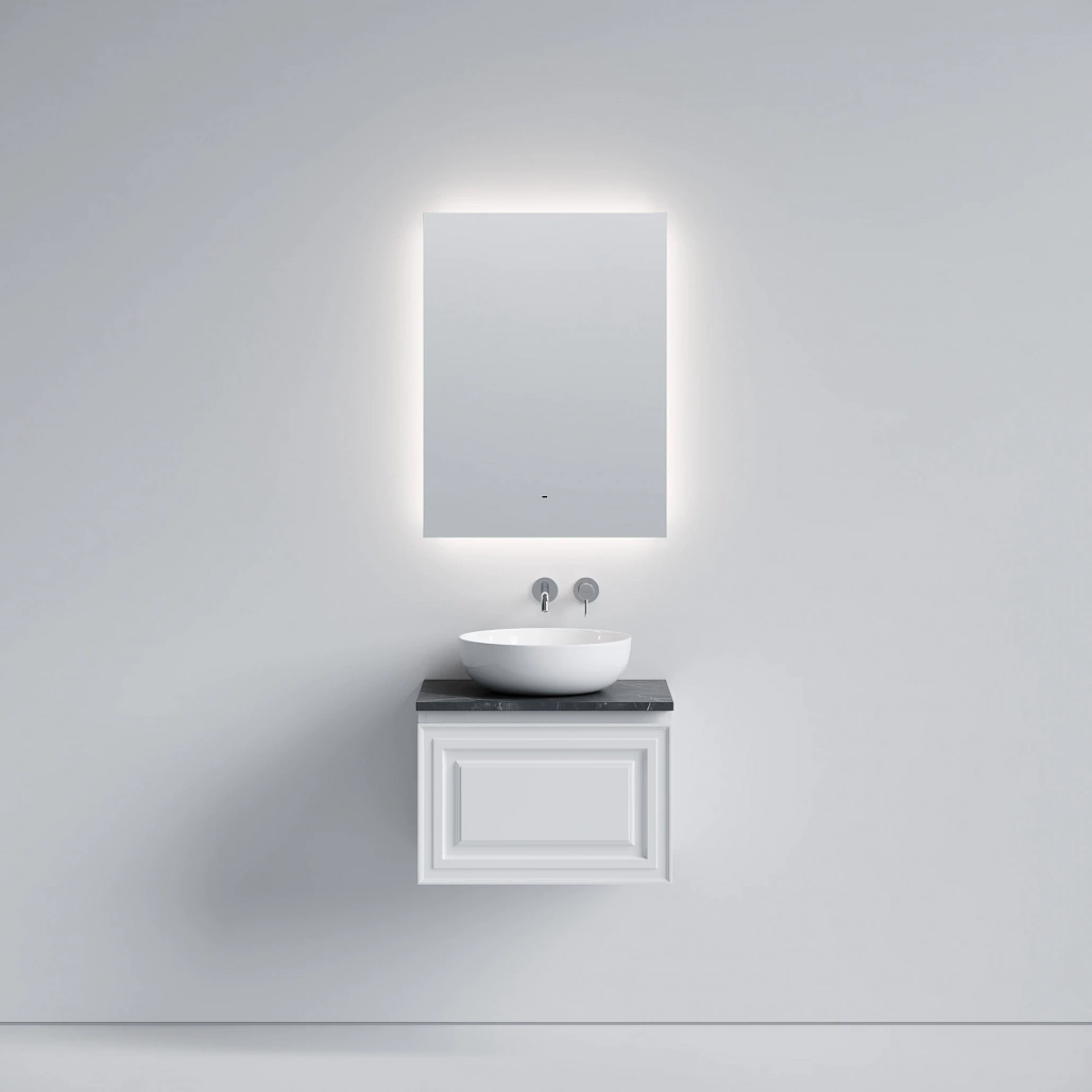 Тумба под столешницу Sancos Самая / Very 59x44,5x40,6 подвесная, белый матовый / bianco, столешница без отверстия под смеситель, черное небо / black sky — МЕБ009653 — фото 2