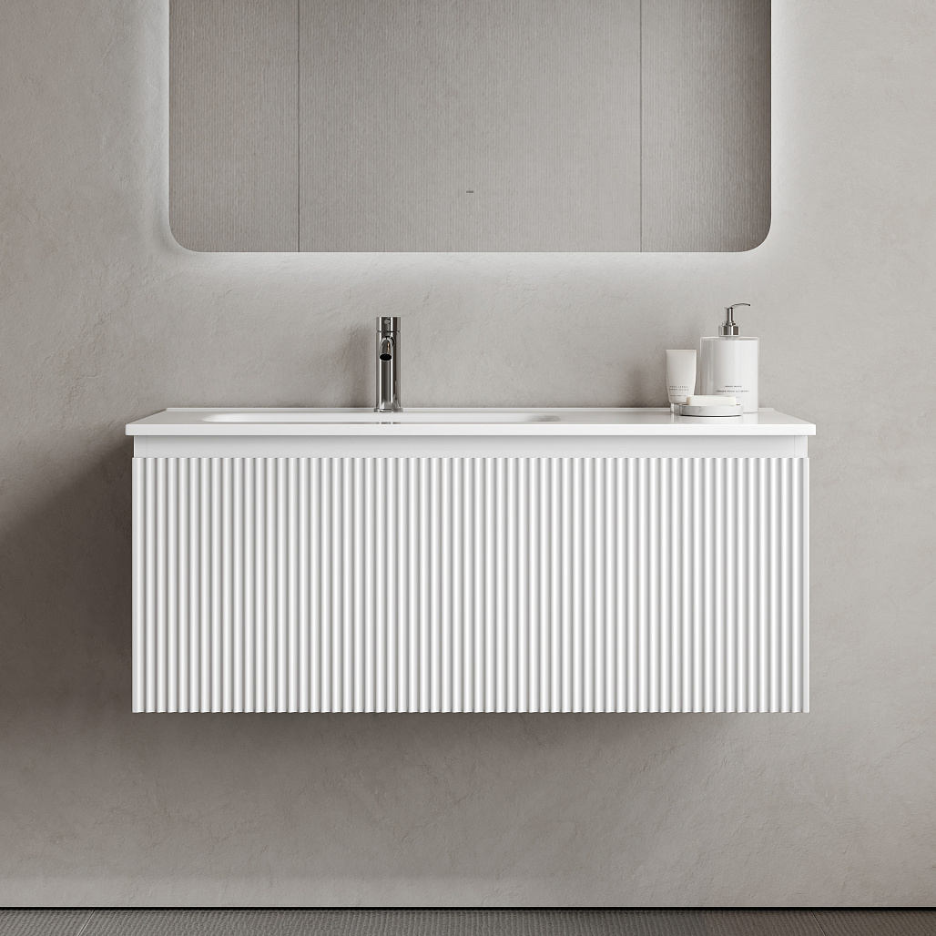 Тумба под раковину Sancos Сноб Р 1.0 / Snob R 1.0 99,5x44,5x40,6 подвесная, один ящик, левая, белый матовый / bianco — МЕБ009368 — фото 4
