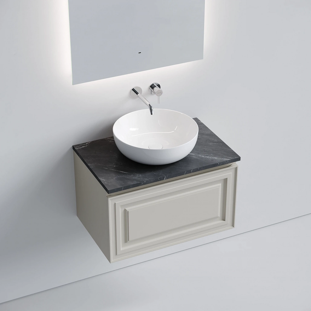 Тумба под столешницу Sancos Самая / Very 69x44,5x40,6 подвесная, бежевый матовый / beige soft, столешница без отверстия под смеситель, черное небо / black sky — МЕБ009685 — фото 3