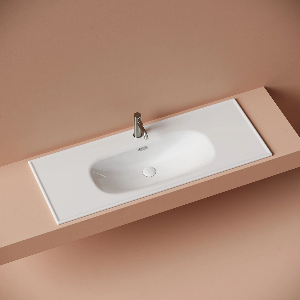 Раковина мебельная Ceramicanova Сабо / Sabo 121x46,5x18,5 со сливом переливом, с отверстием под смеситель, прямоугольная, белый — РАК010021 — фото 4