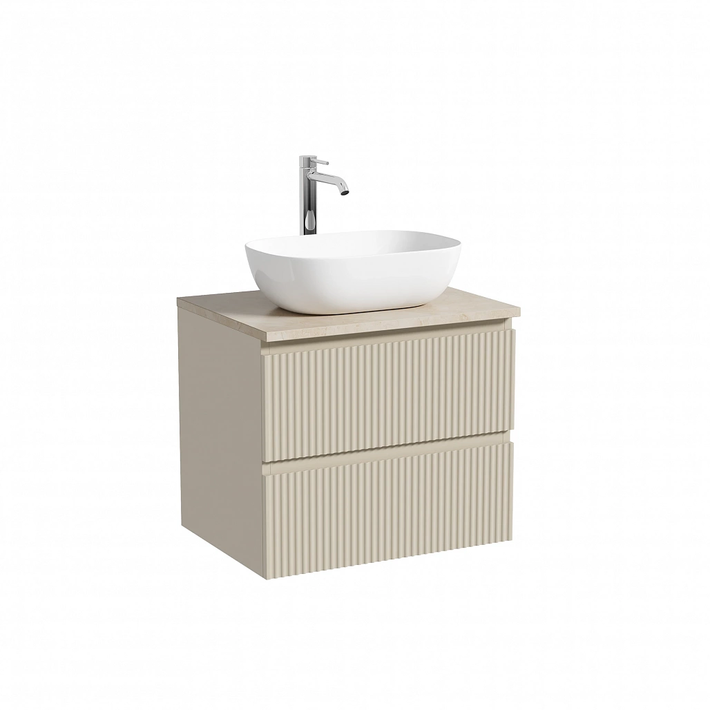 Тумба под столешницу Sancos Сноб Р / Snob R 59x44,5x50 подвесная, пыльная роза / doha soft, столешница с отверстием под смеситель, креман / kreman — МЕБ009794 — фото 1