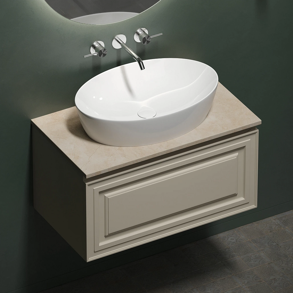 Тумба под столешницу Sancos Самая / Very 79x44,5x40,6 подвесная, бежевый матовый / beige soft, столешница без отверстия под смеситель, креман / kreman — МЕБ009969 — фото 7