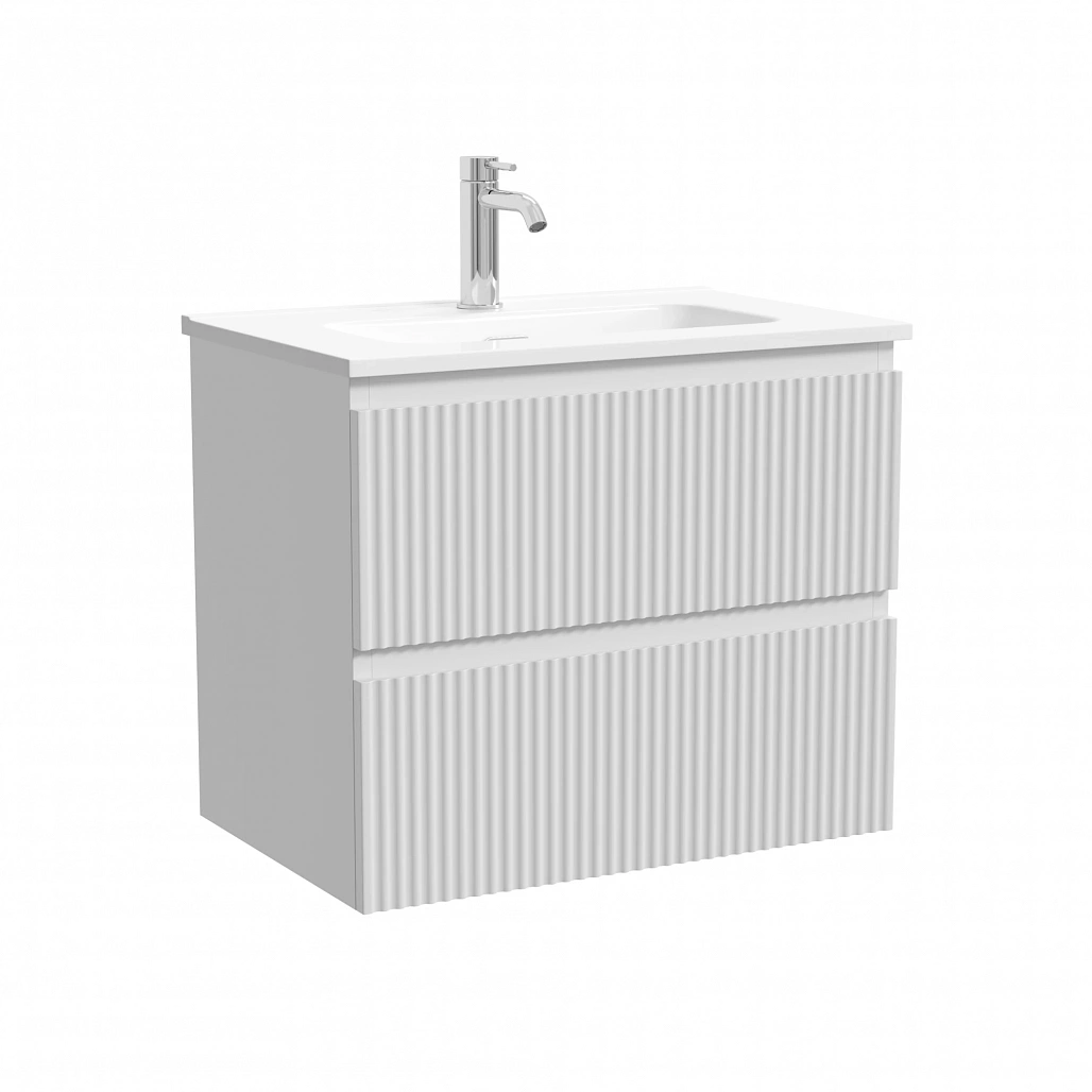 Тумба под раковину Sancos Сноб Р 390 / Snob R 390 59x39x50 подвесная, два ящика, белый матовый / bianco — МЕБ009294 — фото 1