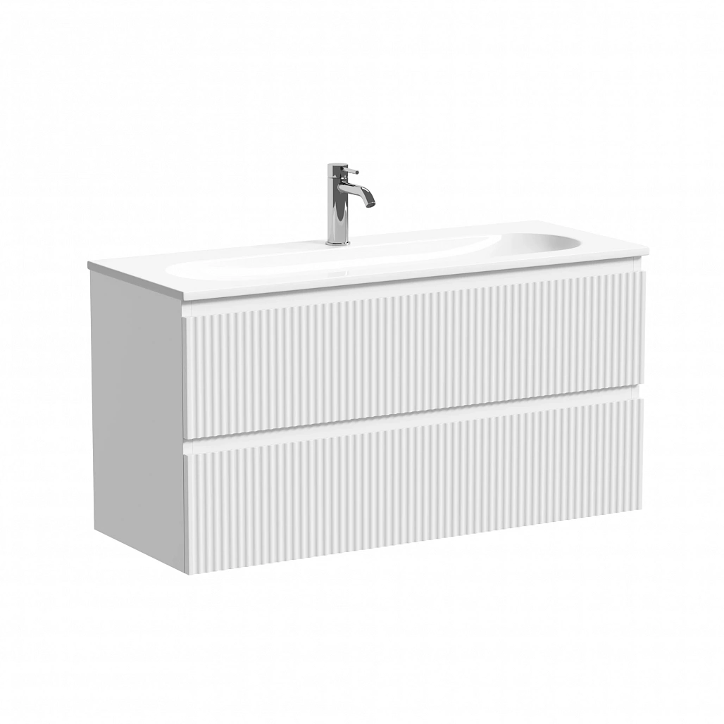 Тумба под раковину Sancos Сноб Р 390 / Snob R 390 99,5x39x50 подвесная, два ящика, белый матовый / bianco — МЕБ009289 — фото 1