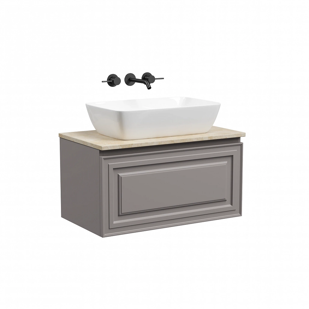 Тумба под столешницу Sancos Самая / Very 79x44,5x40,6 подвесная, пыльная роза / doha soft, столешница без отверстия под смеситель, креман / kreman