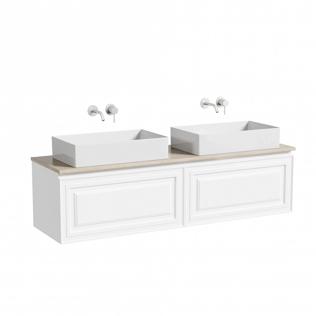 Тумба под столешницу Sancos Самая / Very 79x44,5x40,6 подвесная, белый матовый / bianco, столешница 160 см, без отверстия под смеситель, креман / kreman — МЕБ009664 — фото 1