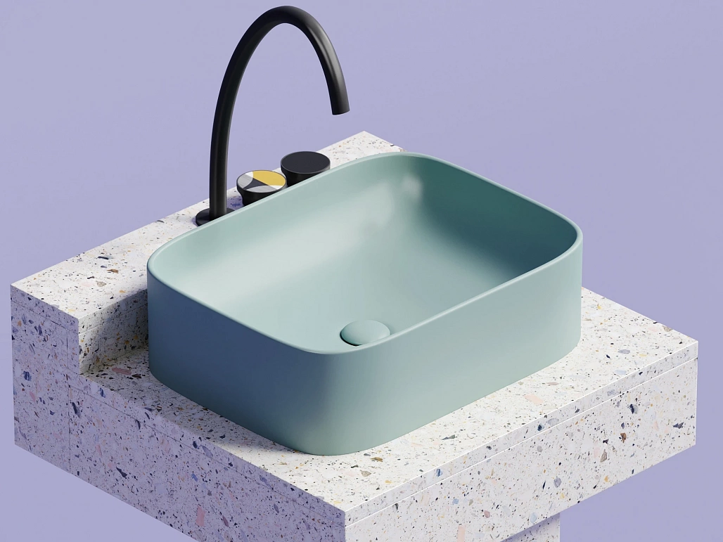 Раковина накладная Ceramicanova Элемент / Element 50,5x38x15 без перелива, прямоугольная, зеленый матовый — РАК010128 — фото 9