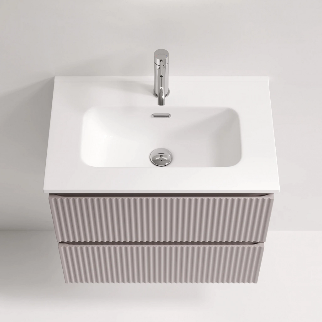 Тумба под раковину Sancos Сноб Р 390 / Snob R 390 59x39x50 подвесная, два ящика, пыльная роза / doha soft — МЕБ009295 — фото 5