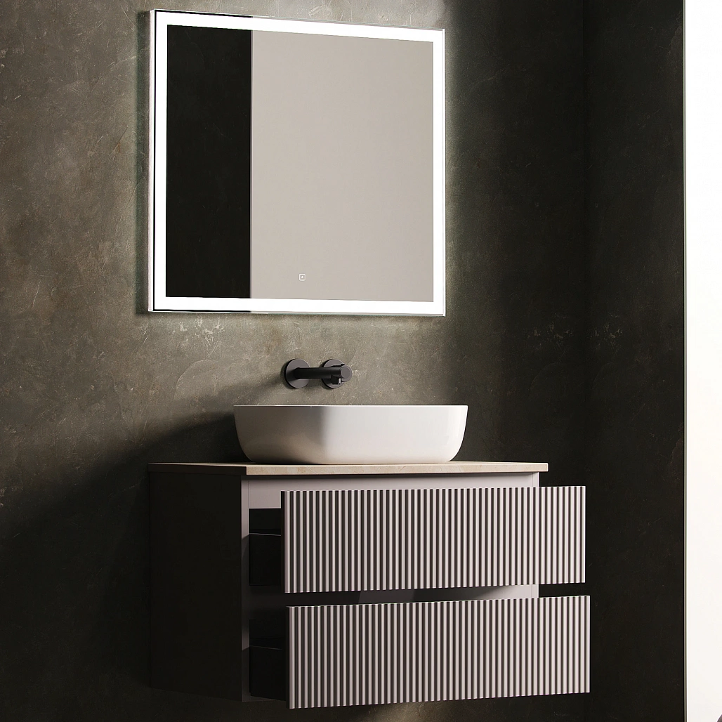 Тумба под столешницу Sancos Сноб Р / Snob R 99,5x44,5x50 подвесная, белый матовый / bianco, столешница без отверстия под смеситель, креман / kreman — МЕБ009762 — фото 9