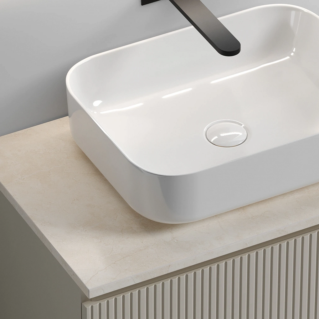 Тумба под столешницу Sancos Сноб T / Snob T 79x44,5x50 подвесная, бежевый матовый / beige soft, столешница без отверстия под смеситель, креман / kreman — МЕБ009493 — фото 9