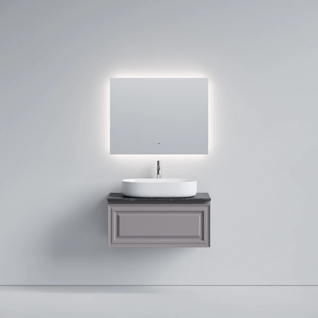 Тумба под столешницу Sancos Самая / Very 89x44,5x40,6 подвесная, пыльная роза / doha soft, столешница с отверстием под смеситель, черное небо / black sky — МЕБ009743 — фото 2