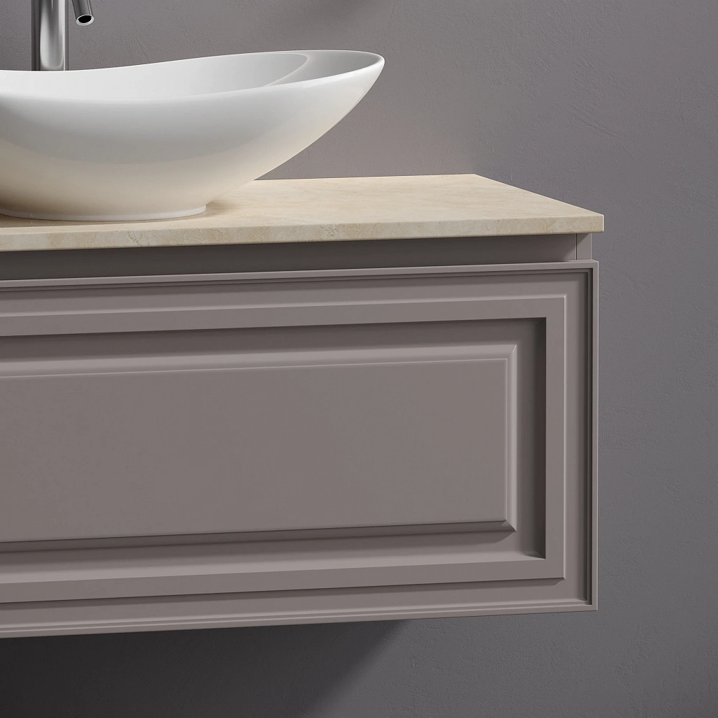 Тумба под столешницу Sancos Самая / Very 99,5x44,5x40,6 подвесная, пыльная роза / doha soft, столешница с отверстием под смеситель, креман / kreman — МЕБ009646 — фото 6