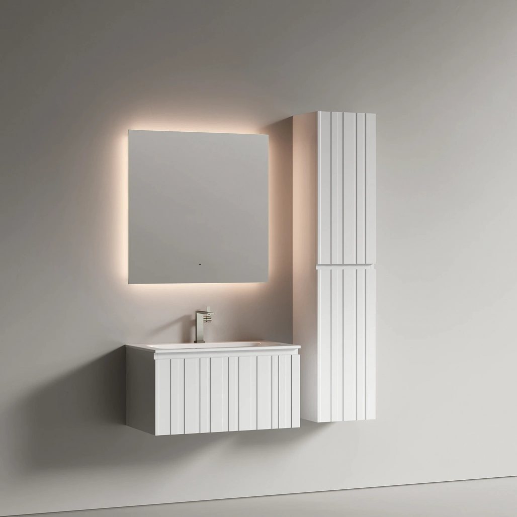 Тумба под раковину Sancos Ламель / Lamel 79x44,5x40,6 подвесная, один ящик, белый матовый / bianco — МЕБ008965 — фото 3