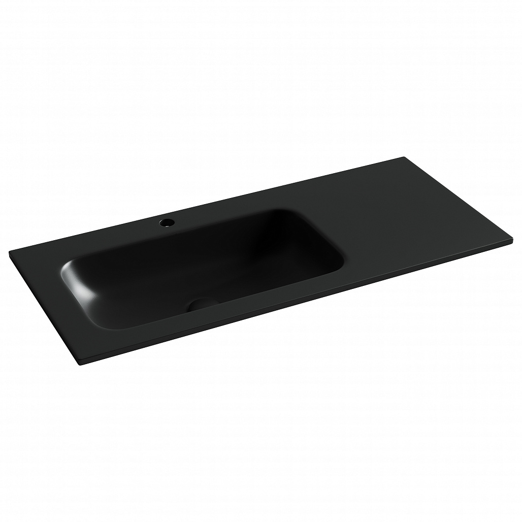 Раковина мебельная Ceramicanova Грация / Grace 101x45,7x13,7 без перелива, с отверстием под смеситель, чаша слева, прямоугольная, черный матовый — РАК010069 — фото 1
