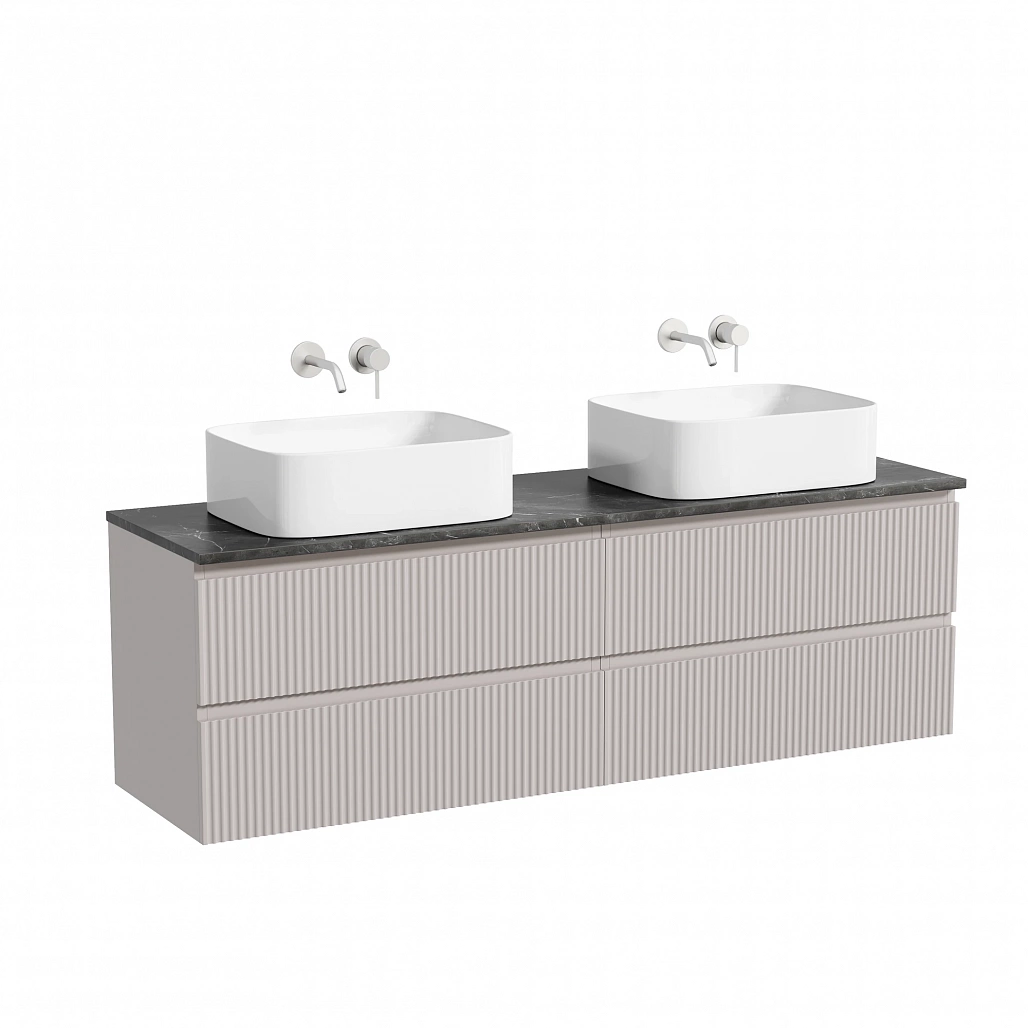 Тумба под столешницу Sancos Сноб Р / Snob R 79x44,5x50 подвесная, пыльная роза / doha soft, столешница 160 см, без отверстия под смеситель, черное небо / black sky — МЕБ009853 — фото 1