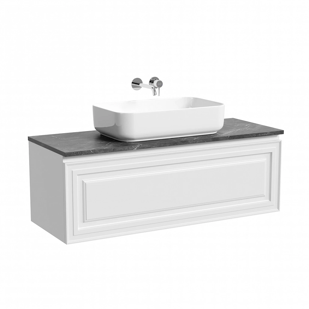 Тумба под столешницу Sancos Самая / Very 119,5x44,5x40,6 подвесная, белый матовый / bianco, столешница без отверстия под смеситель, черное небо / black sky — МЕБ009649 — фото 1
