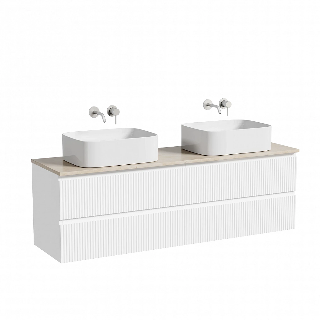 Тумба под столешницу Sancos Сноб Р / Snob R 79x44,5x50 подвесная, белый матовый / bianco, столешница 160 см, без отверстия под смеситель, креман / kreman — МЕБ009780 — фото 1