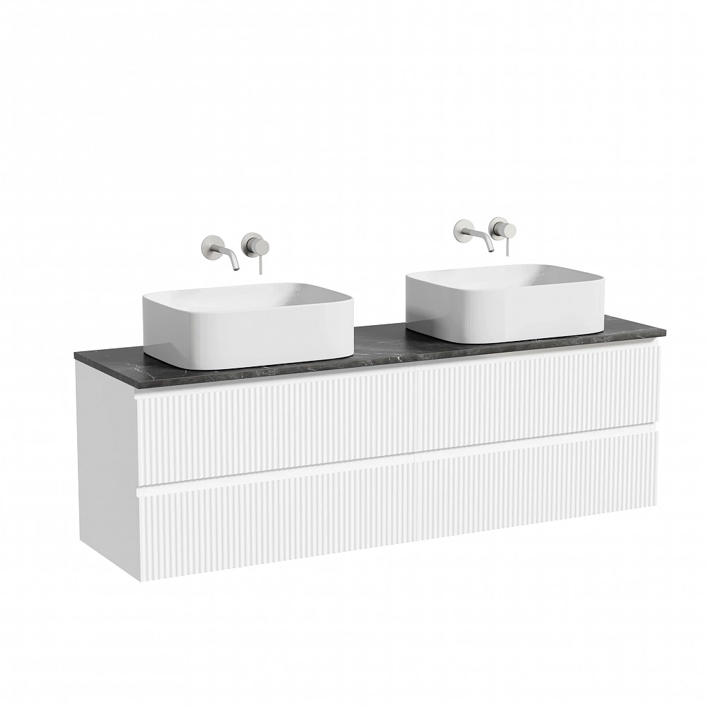 Тумба под столешницу Sancos Сноб Р / Snob R 79x44,5x50 подвесная, белый матовый / bianco, столешница 160 см, без отверстия под смеситель, черное небо / black sky — МЕБ009781 — фото 1