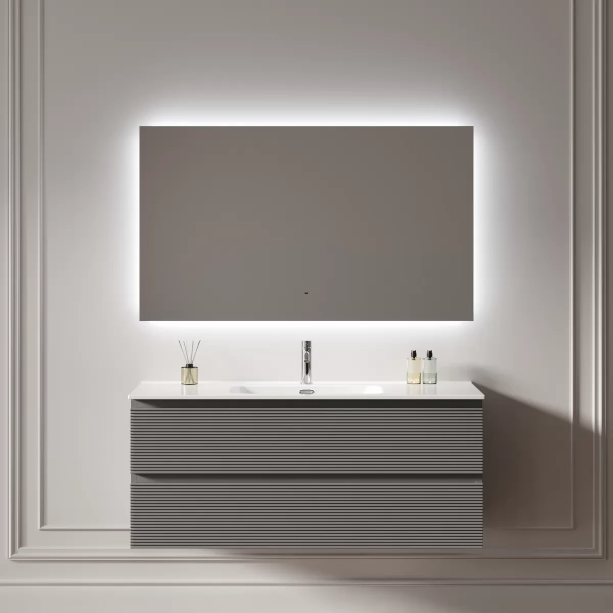 Зеркало Sancos Поле 2.0 / Square 2.0 120x70 светодиодная подсветка 2700K/4000K/5000K, антизапотевание, управление взмахом руки, диммируемая регулировка подсветки — ЗЕР010397 — фото 2