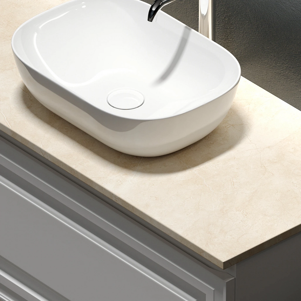 Тумба под столешницу Sancos Самая / Very 99,5x44,5x40,6 подвесная, белый матовый / bianco, столешница с отверстием под смеситель, креман / kreman — МЕБ009979 — фото 7