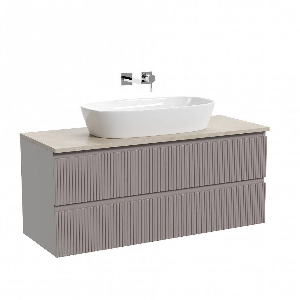 Тумба под столешницу Sancos Сноб T / Snob T 119,5x44,5x50 подвесная, пыльная роза / doha soft, столешница без отверстия под смеситель, креман / kreman — МЕБ009928 — фото 1