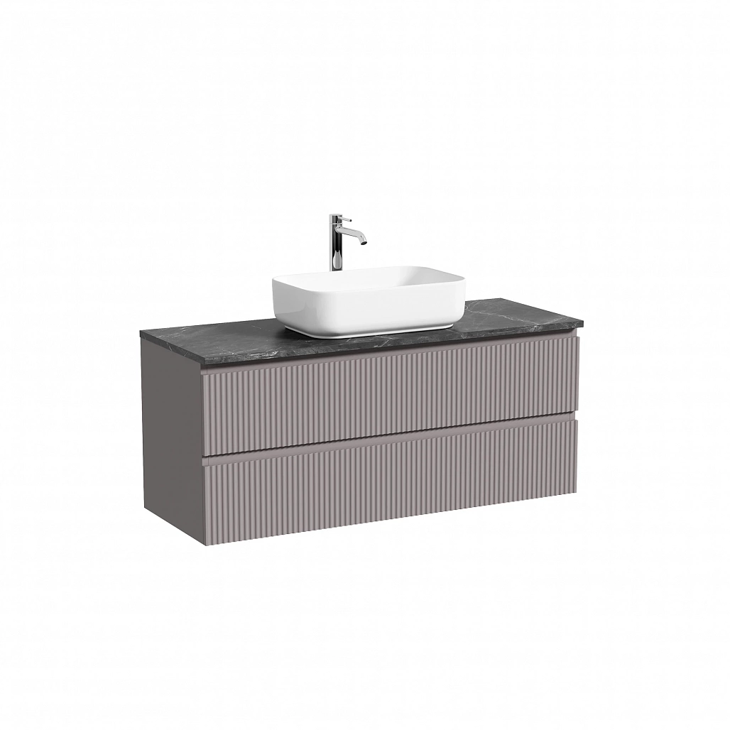 Тумба под столешницу Sancos Сноб Р / Snob R 119,5x44,5x50 подвесная, пыльная роза / doha soft, столешница с отверстием под смеситель, черное небо / black sky — МЕБ009839 — фото 1