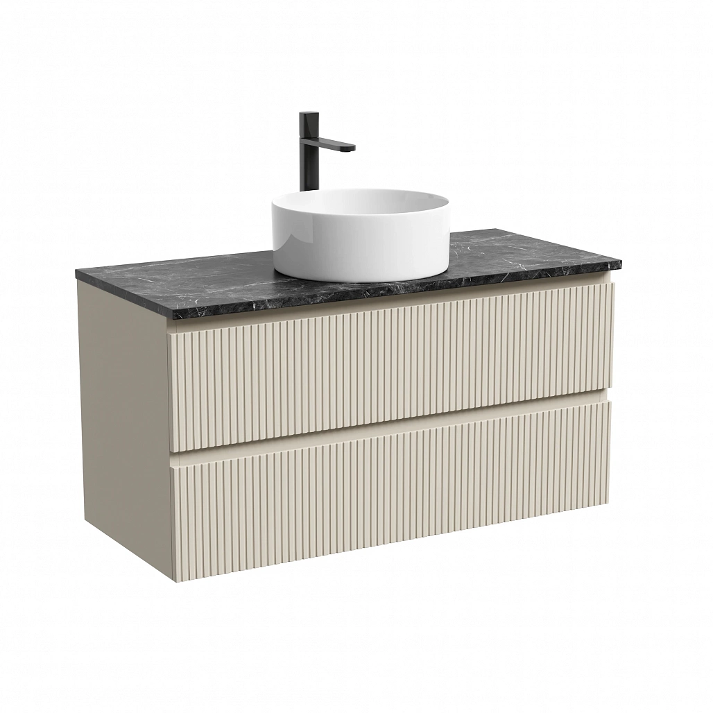 Тумба под столешницу Sancos Сноб T / Snob T 99,5x44,5x50 подвесная, белый матовый / bianco, столешница с отверстием под смеситель, черное небо / black sky