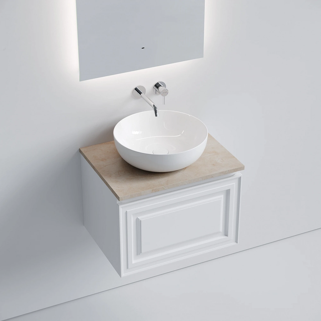 Тумба под столешницу Sancos Самая / Very 59x44,5x40,6 подвесная, белый матовый / bianco, столешница без отверстия под смеситель, креман / kreman — МЕБ009652 — фото 3