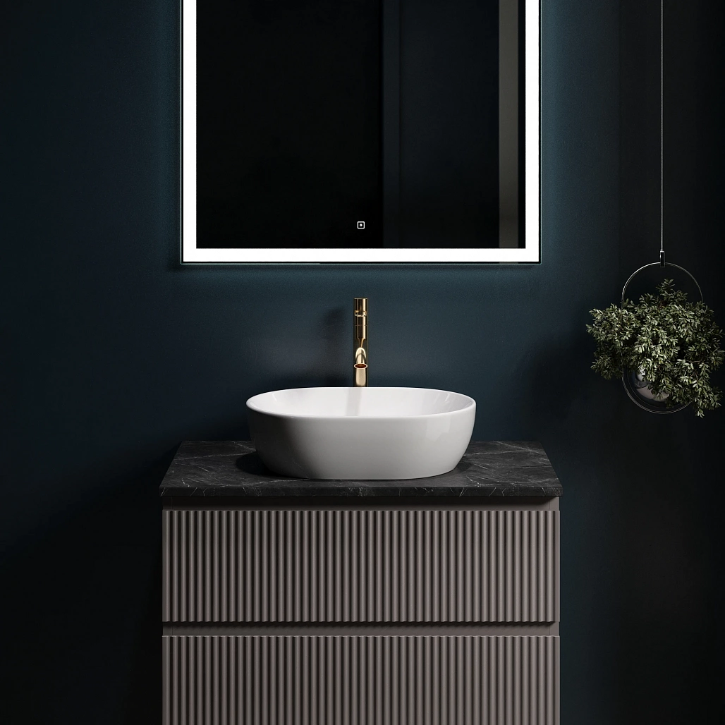 Тумба под столешницу Sancos Сноб Р / Snob R 79x44,5x50 подвесная, пыльная роза / doha soft, столешница с отверстием под смеситель, черное небо / black sky — МЕБ009759 — фото 5