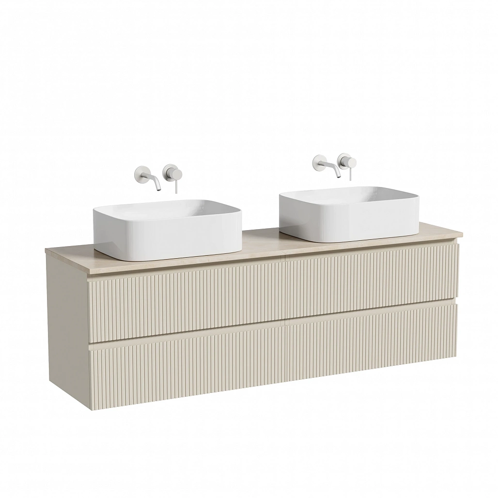 Тумба под столешницу Sancos Сноб T / Snob T 79x44,5x50 подвесная, бежевый матовый / beige soft, столешница 160 см, без отверстия под смеситель, креман / kreman — МЕБ009921 — фото 1
