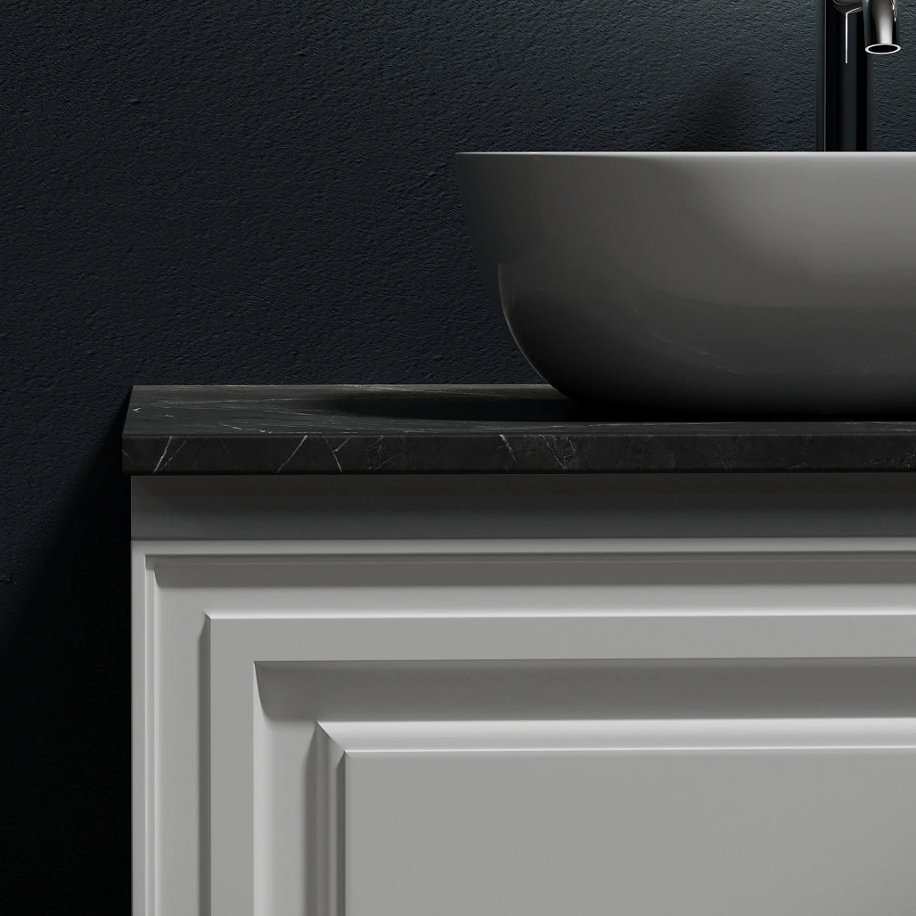 Тумба под столешницу Sancos Самая / Very 79x44,5x40,6 подвесная, белый матовый / bianco, столешница с отверстием под смеситель, черное небо / black sky — МЕБ009975 — фото 10