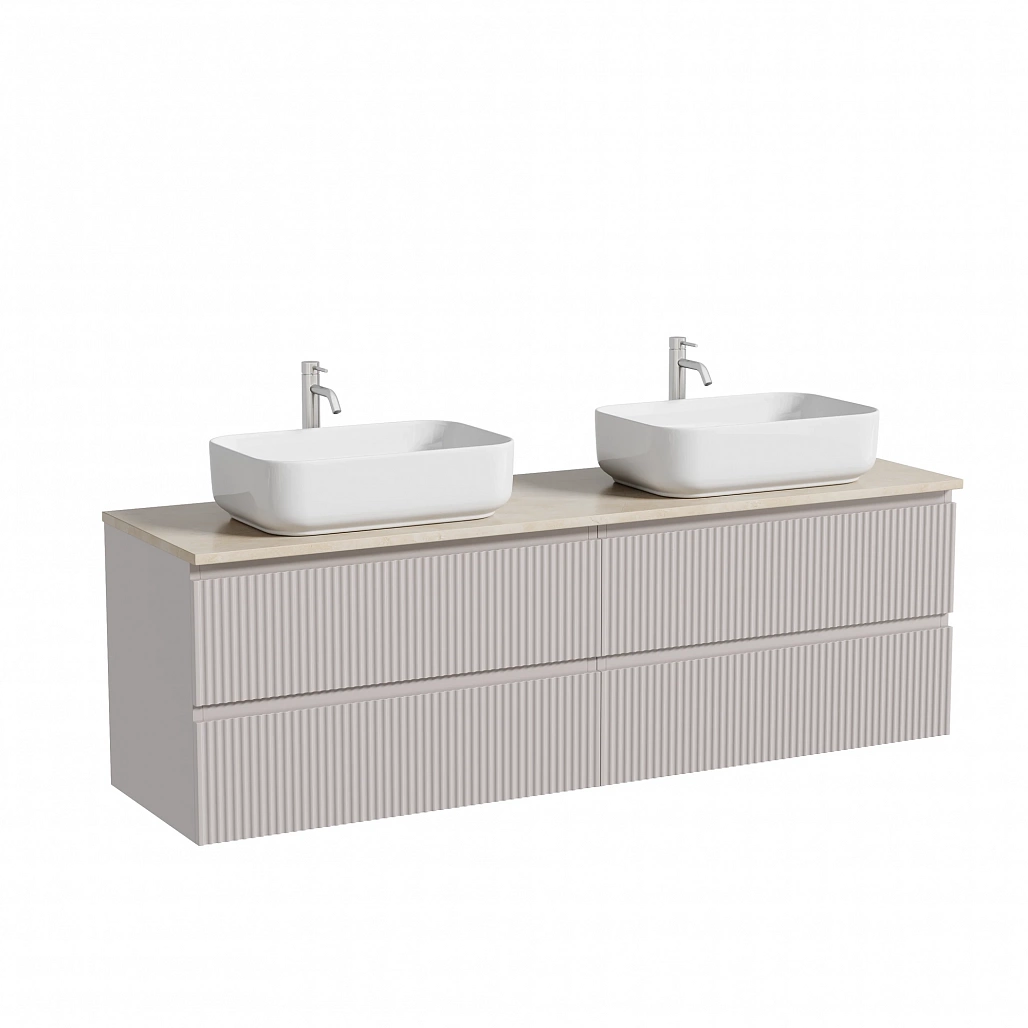 Тумба под столешницу Sancos Сноб Р / Snob R 79x44,5x50 подвесная, пыльная роза / doha soft, столешница 160 см, с отверстием под смеситель, креман / kreman — МЕБ009855 — фото 1
