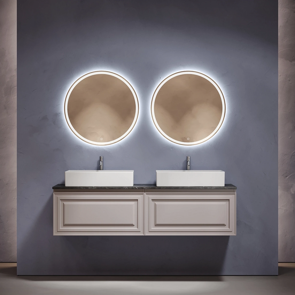 Тумба под столешницу Sancos Самая / Very 79x44,5x40,6 подвесная, пыльная роза / doha soft, столешница 160 см, с отверстием под смеситель, черное небо / black sky — МЕБ009739 — фото 2