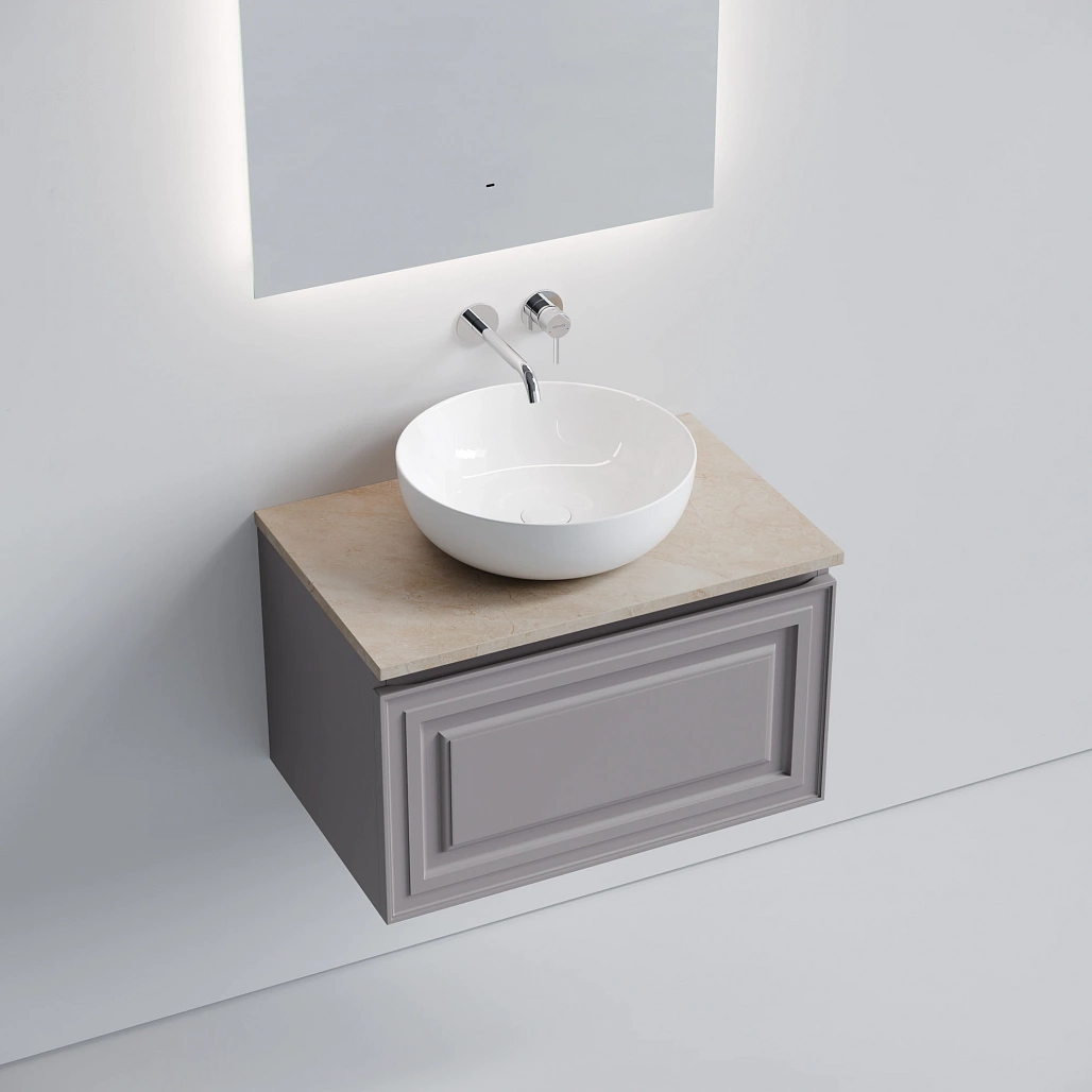Тумба под столешницу Sancos Самая / Very 69x44,5x40,6 подвесная, пыльная роза / doha soft, столешница без отверстия под смеситель, креман / kreman — МЕБ009732 — фото 3