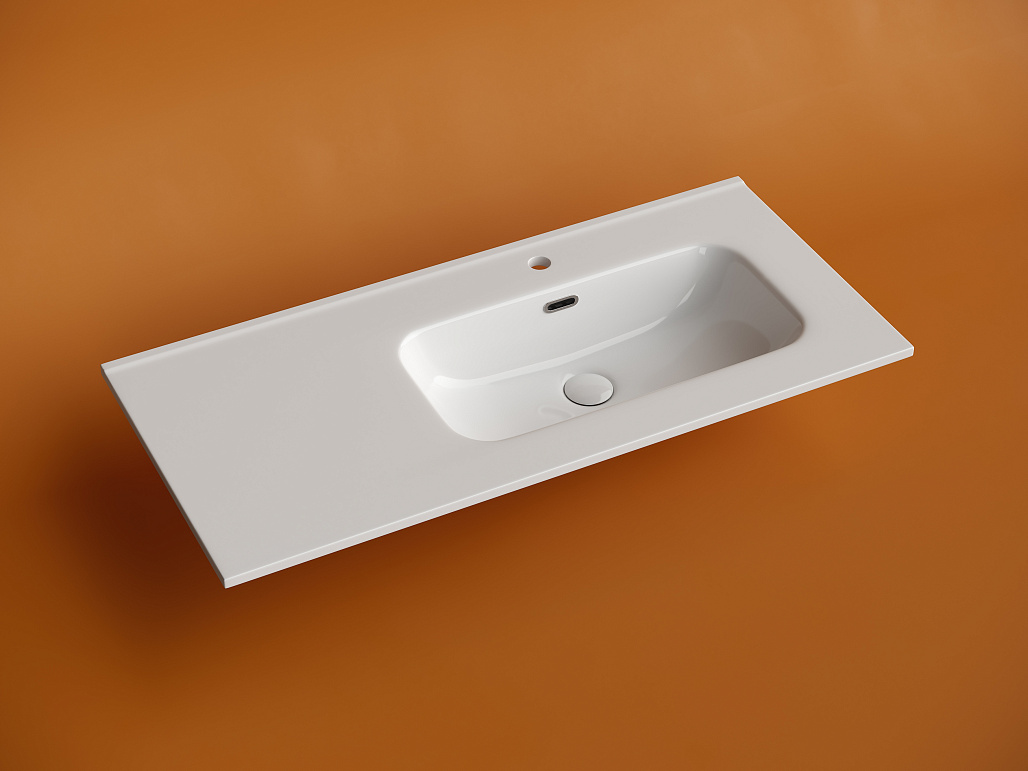 Раковина мебельная Ceramicanova Элемент / Element 101x46,5x18 со сливом переливом, с отверстием под смеситель, чаша справа, прямоугольная, белый — РАК010082 — фото 3